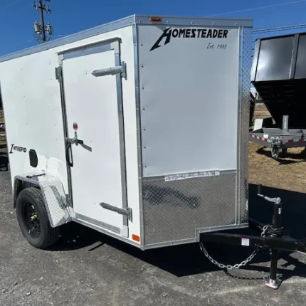 Homesteader 5 x 8 enclosed trailer, buy Homesteader cargo trailer online, V-nose cargo trailer features, barn door cargo trailers for sale, lightweight enclosed trailers, enclosed trailer specifications, payload capacity of Homesteader trailer, easy access cargo trailers, trailer construction material, durable cargo trailers, towing capacity of 5 x 8 trailer, trailer maintenance tips, customization options for Homesteader, secure transport solutions, compact cargo trailers, enclosed trailer uses, best enclosed trailers for tools, Homesteader trailer reviews, buying cargo trailers online, residential transport solutions, camping gear transport trailers, storage solutions for enclosed trailers, trailer safety features, customer support for Homesteader, optimizing trailer space, eco-friendly trailer options, recreational trailer uses, efficient hauling solutions, compact utility trailers